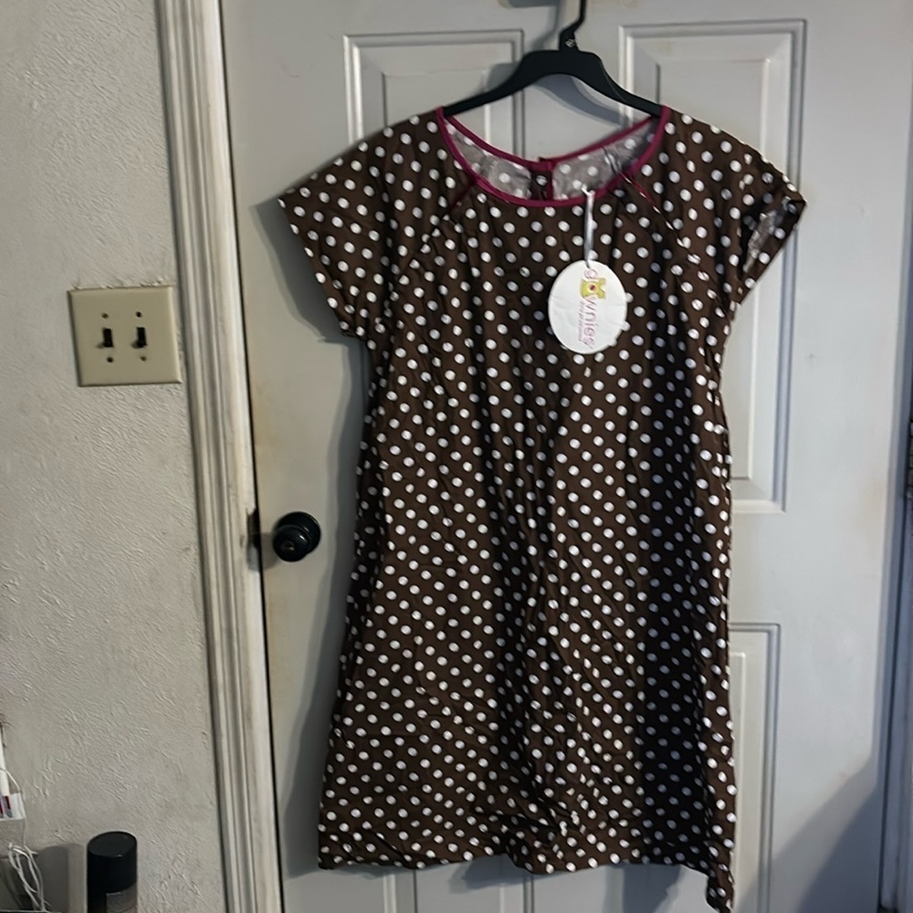Gownies brown and white poka dot, pre-pregnancy size 10- 18